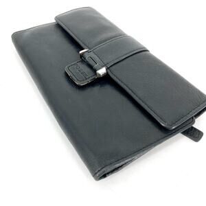 Fossil: black leather rectangular logo‎ trifold wallet